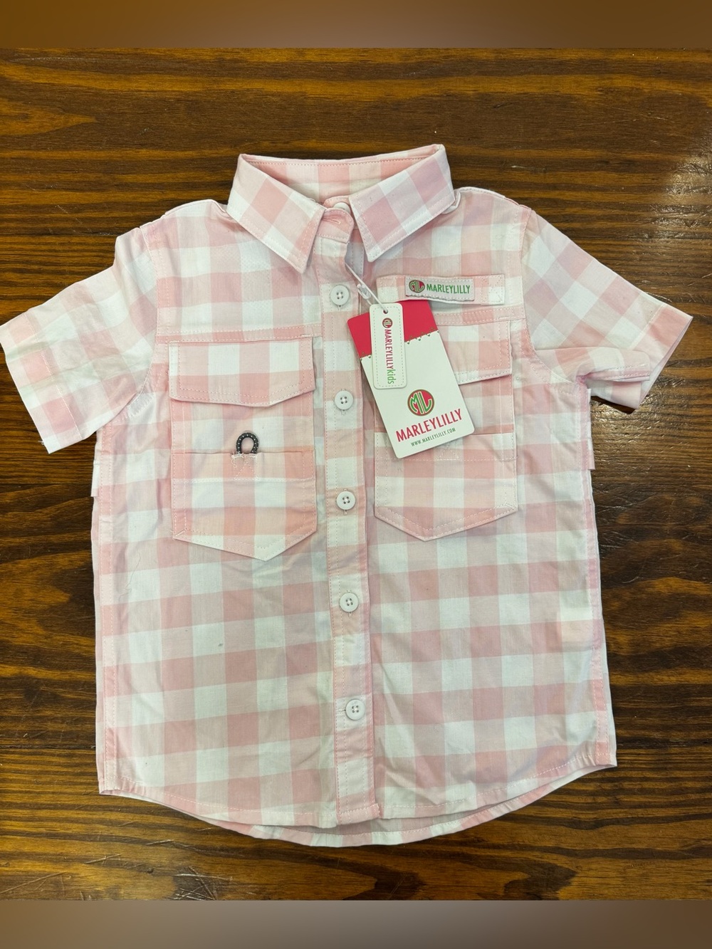 Marley Lilly Kids' Pink Gingham Button-Down Shirt
